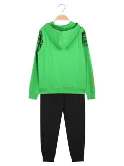 Kappa Completo tuta da ragazzo 2 pezzi con cappuccio e logo - verde