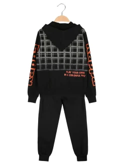 Kappa Completo tuta da ragazzo 2 pezzi con cappuccio - nero