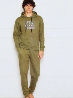Kappa Completo tuta da uomo 2 pezzi con cappuccio e logo - militare