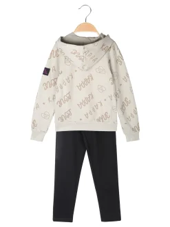 Kappa Completo tuta logo 2 pezzi da bambina con cappuccio - sabbia
