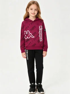 Kappa Completo tuta logo 2 pezzi da ragazza con cappuccio e interno felpato - fucsia