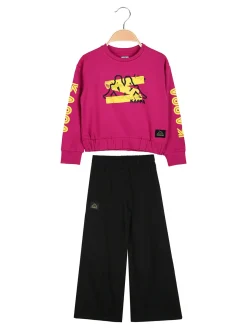 Kappa Completo tuta 2 pezzi da bambina con pantaloni a gamba larga - fucsia