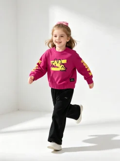 Kappa Completo tuta 2 pezzi da bambina con pantaloni a gamba larga - fucsia