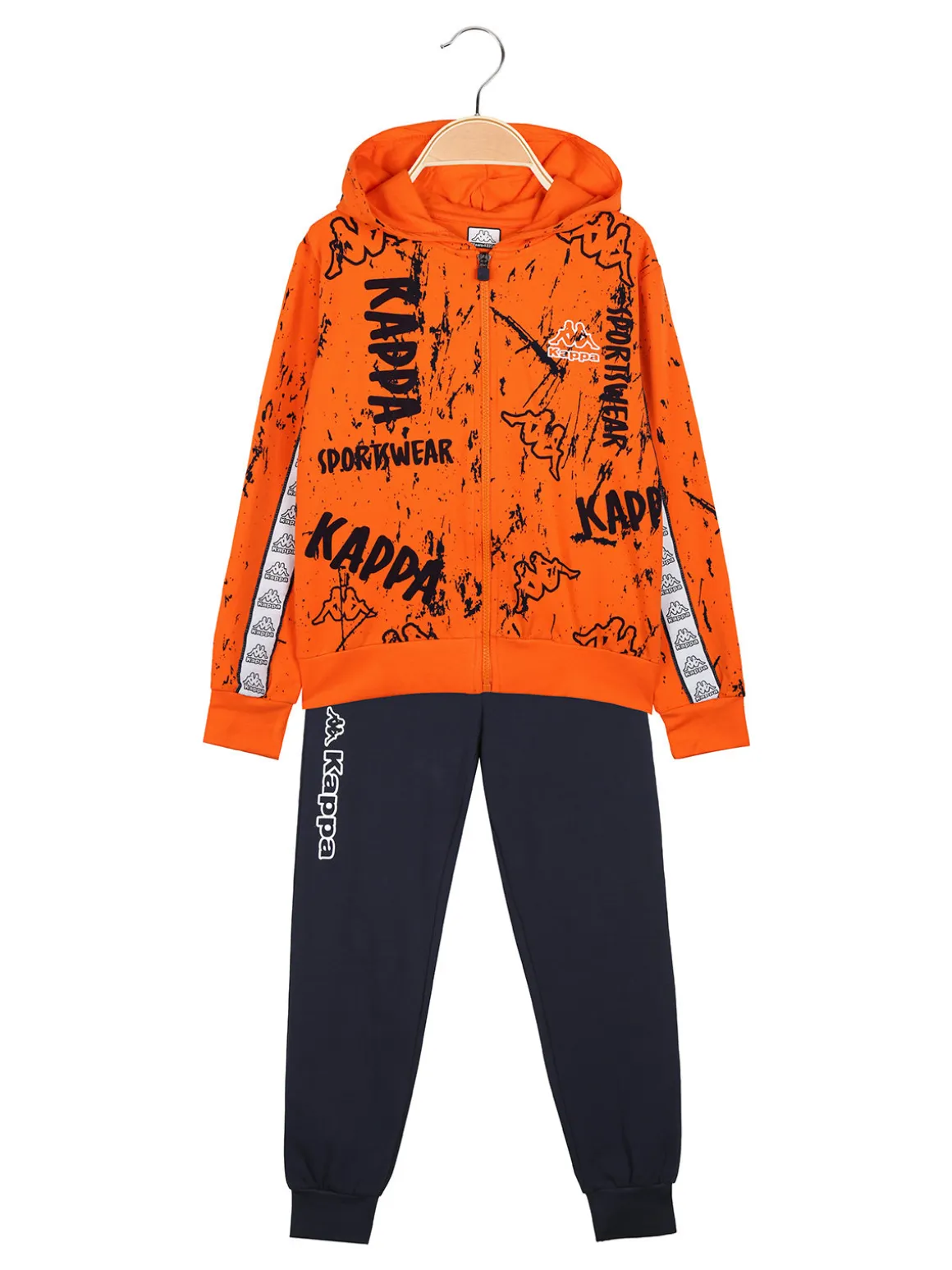 Kappa Completo tuta 2 pezzi da bambino con cappuccio e zip - arancione