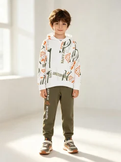 Kappa Completo tuta 2 pezzi da bambino in cotone con cappuccio - bianco