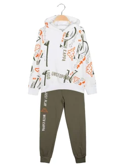 Kappa Completo tuta 2 pezzi da bambino in cotone con cappuccio - bianco