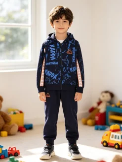 Kappa Completo tuta 2 pezzi da bambino con cappuccio e zip - blu scuro
