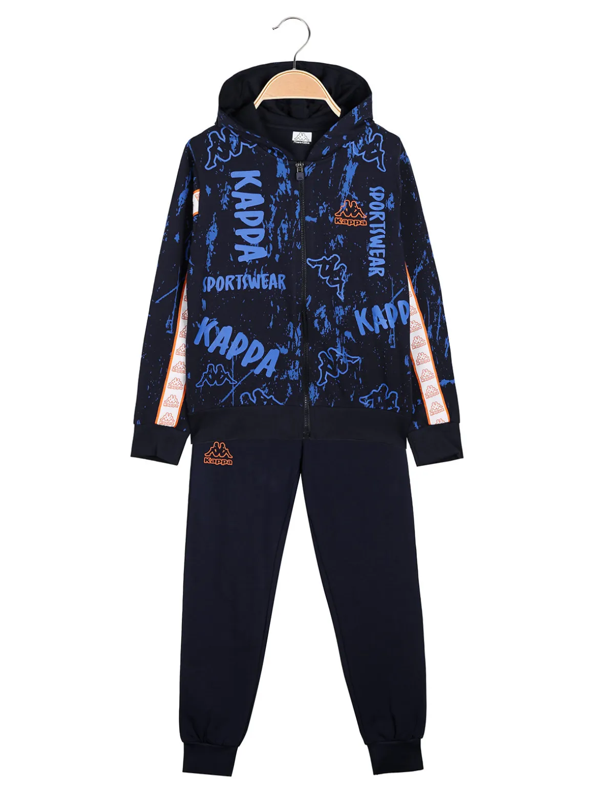 Kappa Completo tuta 2 pezzi da bambino con cappuccio e zip - blu scuro