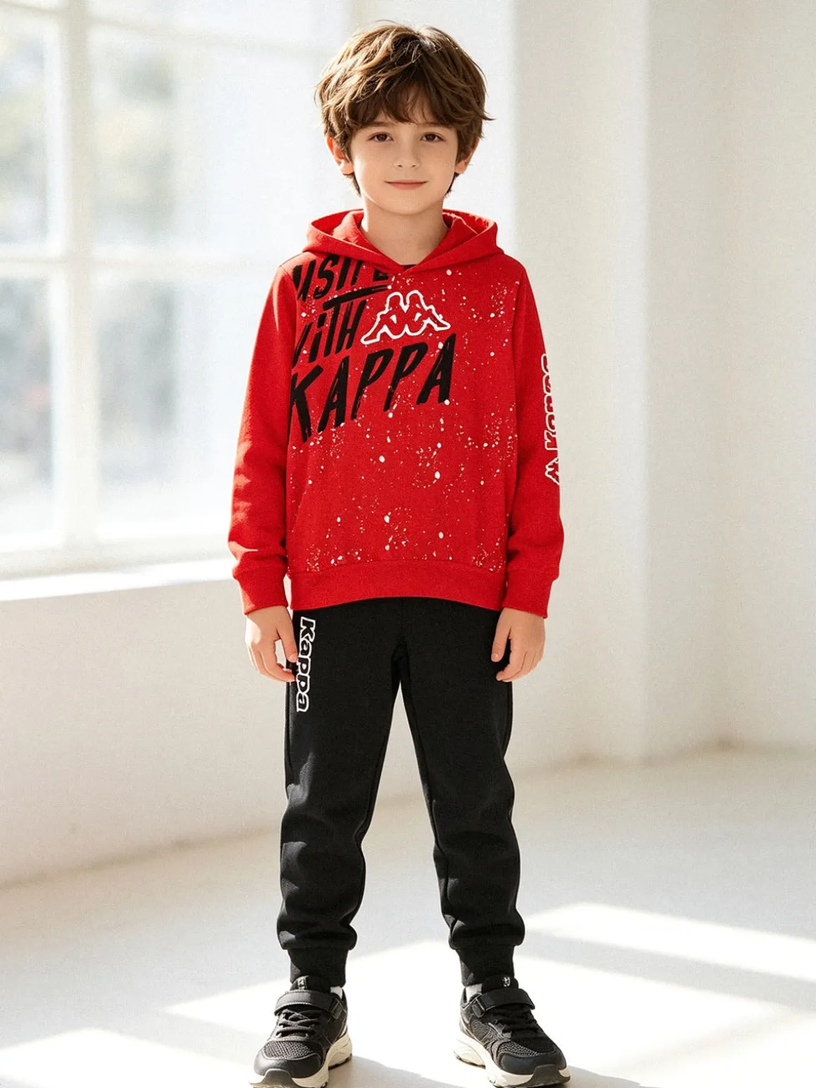 Kappa Completo tuta 2 pezzi da bambino con cappuccio - rosso