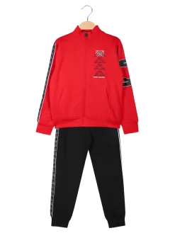 Kappa Completo tuta 2 pezzi da bambino con zip e interno in caldo cotone - rosso