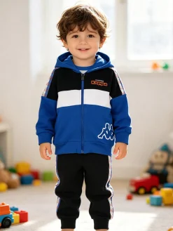Kappa Completo tuta 2 pezzi da neonato in cotone con cappuccio e zip - blu
