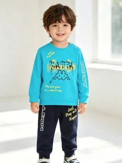 Kappa Completo tuta 2 pezzi da neonato con felpa e pantaloni in cotone - turchese