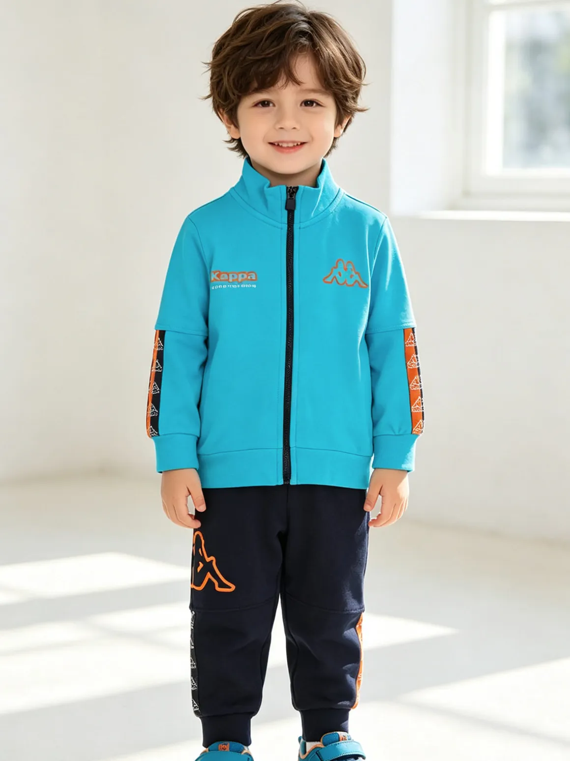Kappa Completo tuta 2 pezzi da neonato full zip in cotone - turchese