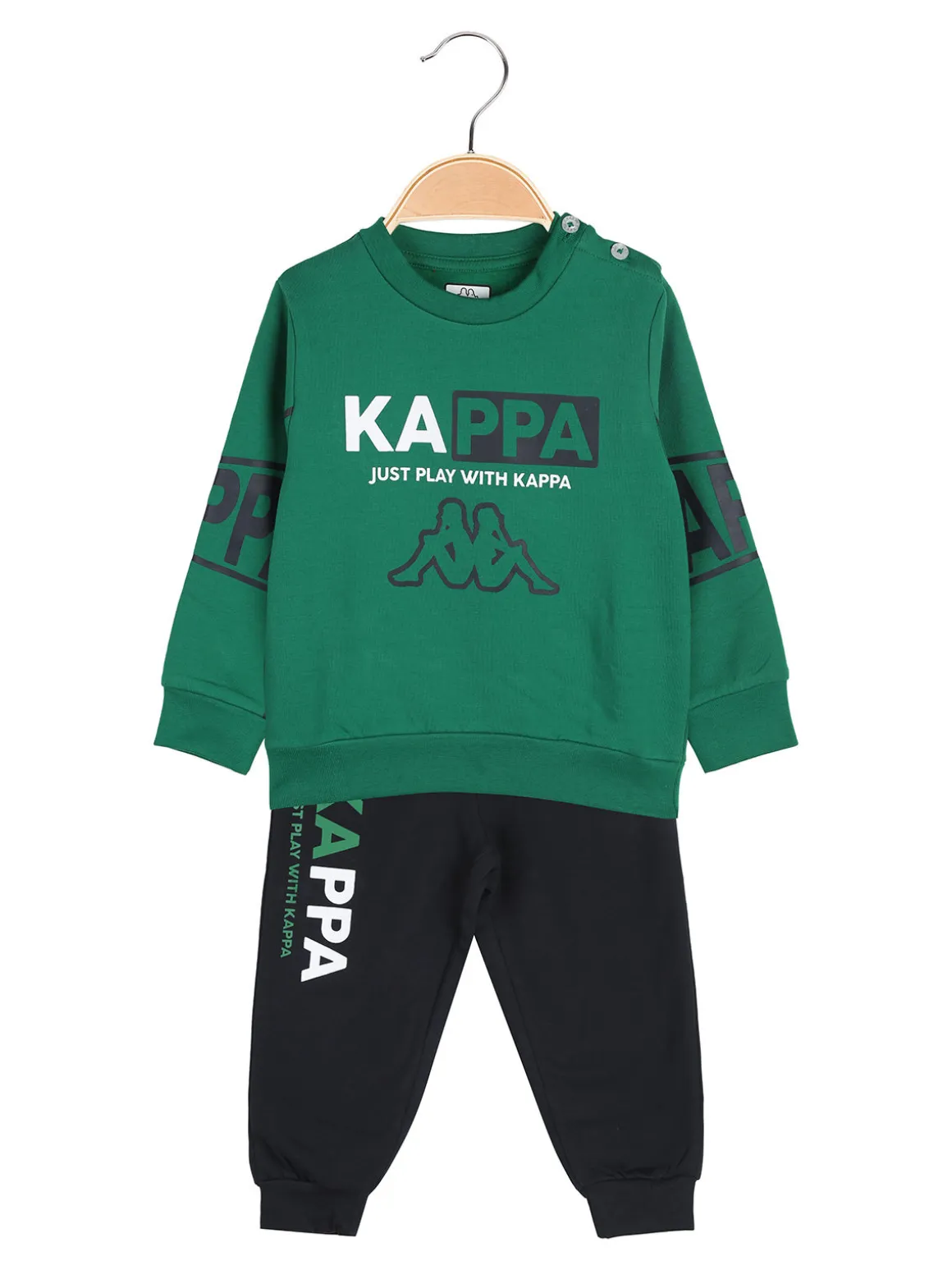 Kappa Completo tuta 2 pezzi da neonato con logo e interno felpato - verde