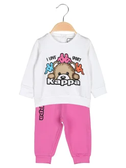 Kappa Completo tuta 2 pezzi da neonata con felpa e pantaloni in cotone - bianco