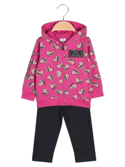 Kappa Completo tuta 2 pezzi da neonata con cappuccio e zip con logo - fucsia