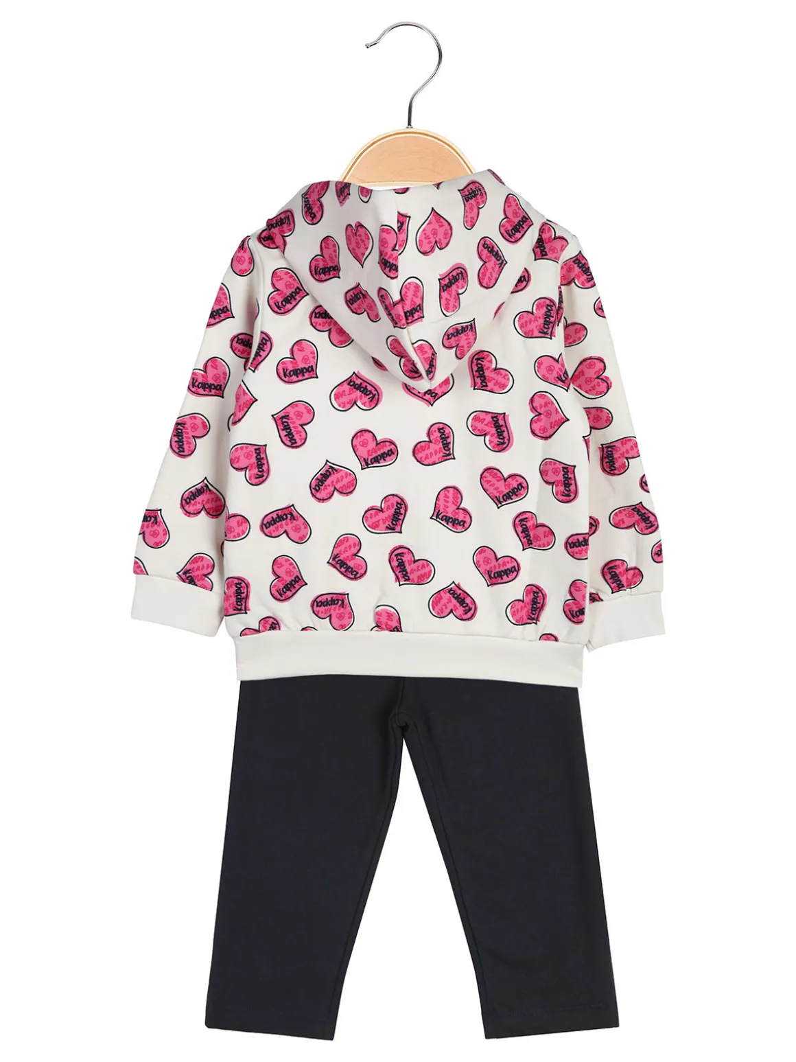 Kappa Completo tuta 2 pezzi da neonata con cappuccio e zip con logo - panna