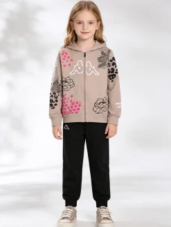 Kappa Completo tuta 2 pezzi da ragazza full zip con cappuccio - khaki