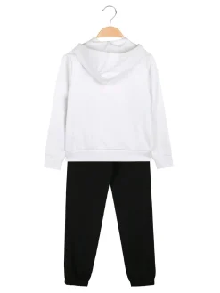 Kappa Completo tuta 2 pezzi da ragazza in cotone con cappuccio e logo - bianco