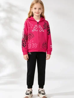 Kappa Completo tuta 2 pezzi da ragazza full zip con cappuccio - fucsia