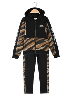 Kappa Completo tuta 2 pezzi da ragazza con cappuccio e zip - nero