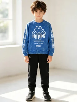 Kappa Completo tuta 2 pezzi da ragazzo in cotone con logo - blu