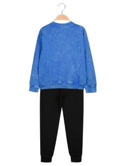 Kappa Completo tuta 2 pezzi da ragazzo in cotone con logo - blu