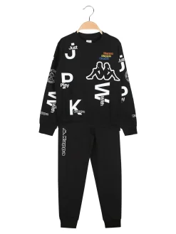 Kappa Completo tuta 2 pezzi da ragazzo con logo - nero