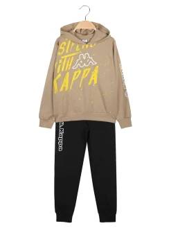 Kappa Completo tuta 2 pezzi da ragazzo con cappuccio e logo - khaki