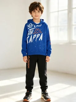 Kappa Completo tuta 2 pezzi da ragazzo con cappuccio e logo - blu