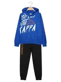 Kappa Completo tuta 2 pezzi da ragazzo con cappuccio e logo - blu
