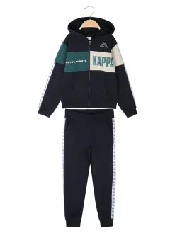 Kappa Completo tuta 2 pezzi da ragazzo con cappuccio e zip - blu scuro