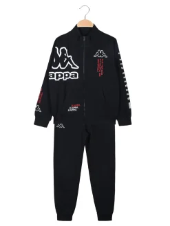 Kappa Completo tuta 2 pezzi da ragazzo con zip e stampa logo - blu scuro