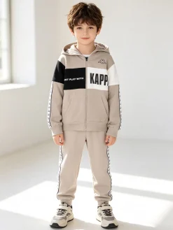 Kappa Completo tuta 2 pezzi da ragazzo con cappuccio e zip - sabbia