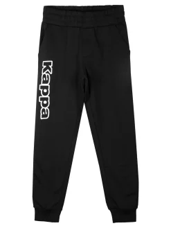 Kappa Pantaloni tuta da ragazzo con polsini e interno caldo cotone - nero