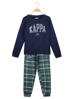 Kappa Pigiama da ragazza in cotone interlock con pantaloni a quadri - blu scuro