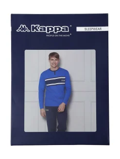 Kappa Pigiama da uomo in misto cotone interlock con logo - blu