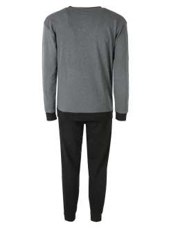 Kappa Pigiama da uomo in misto cotone interlock con logo - antracite