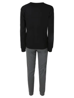 Kappa Pigiama donna in cotone interlock con logo - nero