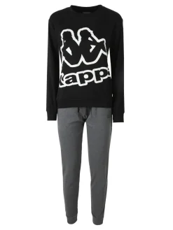 Kappa Pigiama donna in cotone interlock con logo - nero
