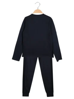 Kappa Pigiama lungo da ragazzo in cotone con logo - blu scuro