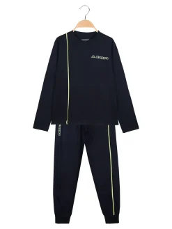 Kappa Pigiama lungo da ragazzo in cotone con logo - blu scuro