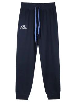 Kappa Pigiama lungo da ragazzo in cotone interlock con logo - blu