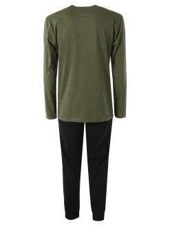 Kappa Pigiama lungo da uomo in cotone con logo - militare