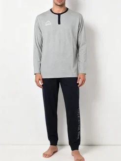 Kappa Pigiama lungo da uomo in cotone - grigio