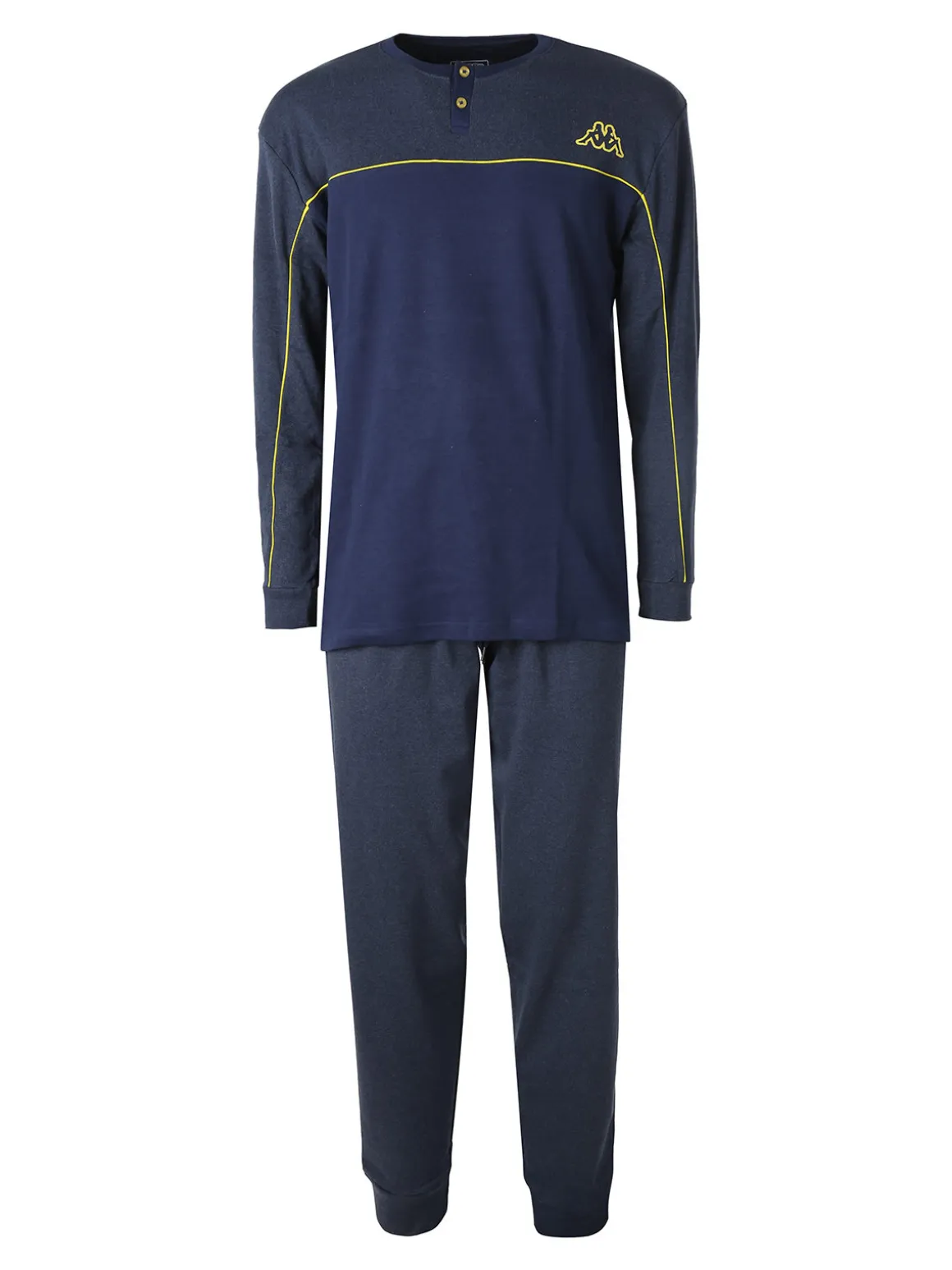 Kappa Pigiama lungo da uomo in cotone interlock - blu scuro
