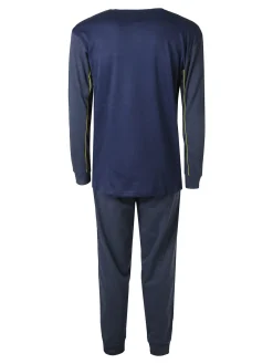 Kappa Pigiama lungo da uomo in cotone interlock - blu scuro