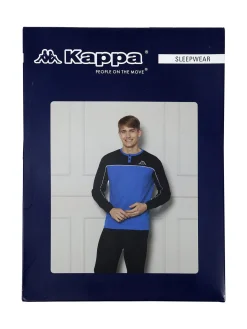 Kappa Pigiama lungo da uomo in cotone interlock - blu