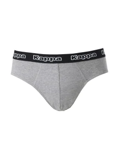 Kappa Slip da uomo in cotone con scritta - grigio