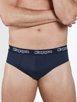 Kappa Slip da uomo in cotone con scritta - blu scuro